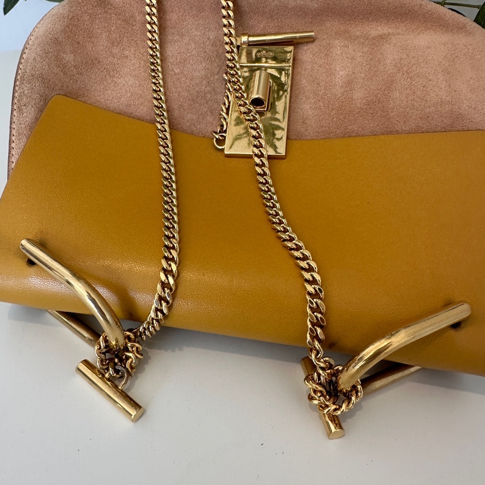 Suede Smooth Calfskin Mini Drew Shoulder Bag Wet Sunflower - Picture 5 of 10